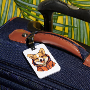 Etiqueta De Bagagem Funny Corgi Vestindo Hoodie