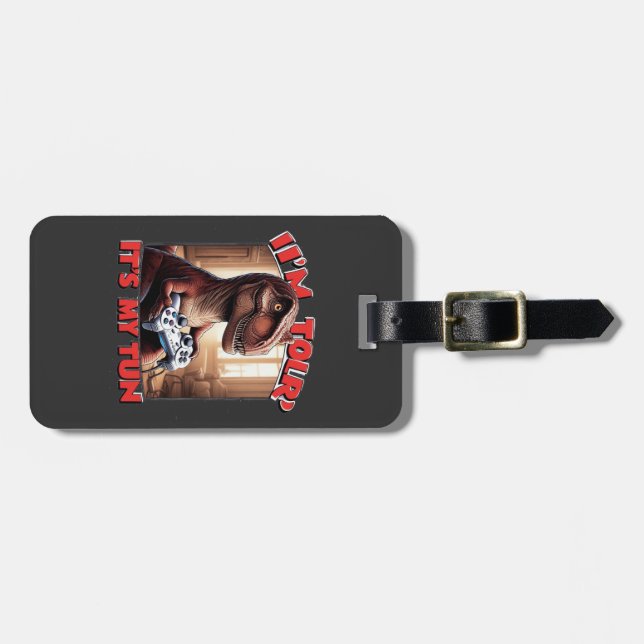 Etiqueta De Bagagem Funny T-Rex Gamer Quote Design (Frente Horizontal)