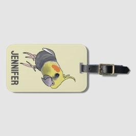 Etiqueta De Bagagem Funny Talking Grey Cockatiel Hello Pretty Bird