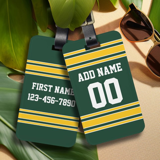 Etiqueta De Bagagem Futebol Jersey com número de nome personalizado (Personalized Sports Luggage Tag - Football Jersey Theme)