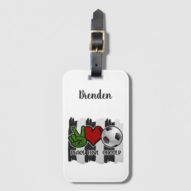 Etiqueta De Bagagem Futebol Peace and Love (Frente Vertical)