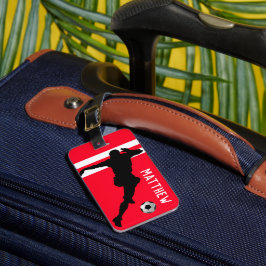 Etiqueta De Bagagem Futebol personalizado mad | Red Viagem de Jogador