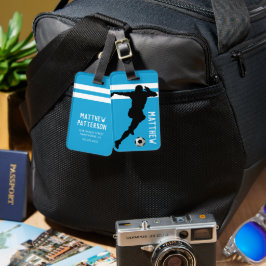 Etiqueta De Bagagem Futebol personalizado mad | Viagem de azul de fute