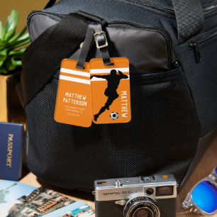 Etiqueta De Bagagem Futebol personalizado preparado  Viagem de Orange 