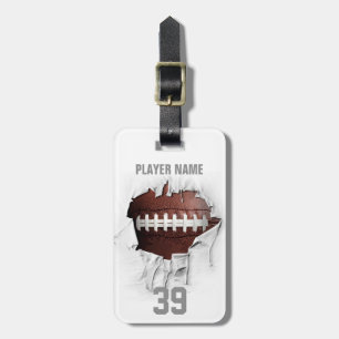 Etiqueta De Bagagem Futebol rasgado (branco personalizado)