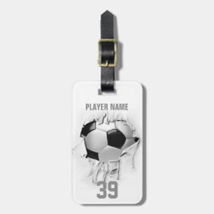 Etiqueta De Bagagem Futebol rasgado (branco personalizado)