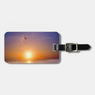 Etiqueta De Bagagem Gaivota feita sob encomenda do por do sol do