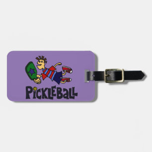 Etiqueta De Bagagem Gajo de pulo engraçado de Pickleball