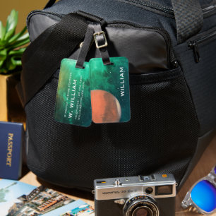 Etiqueta De Bagagem Galáxia Verde Espacial do Sistema Solar Planeta M