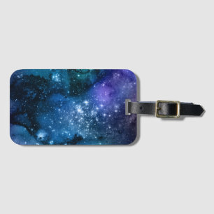 Etiqueta De Bagagem Galáxias Amantes Starry Space Blue Sky White Spar