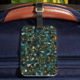 Etiqueta De Bagagem Galaxies Black Blue & Copper