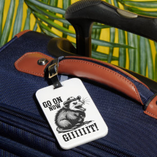 Etiqueta De Bagagem Gambá de Cowboy Vintage Vá Agora Western 