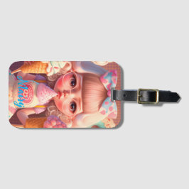 Etiqueta De Bagagem Garota bonita Kawaii com sorvetes