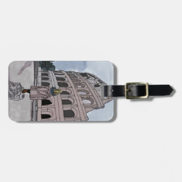 Etiqueta De Bagagem Garota em frente a Colosseum.