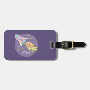Etiqueta De Bagagem Garotas Roxas Galáxias