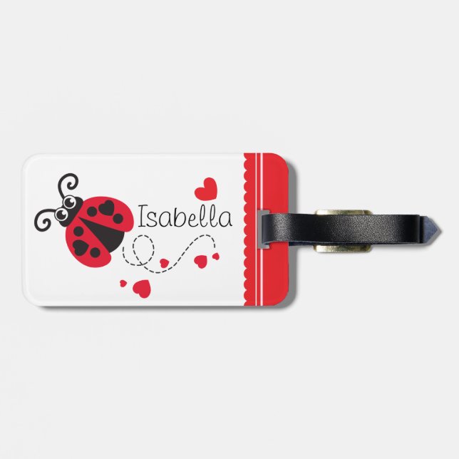 Etiqueta De Bagagem Garotas voando cardíaca ladybug vermelho chamado e (Traseira Horizontal)
