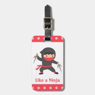 Etiqueta De Bagagem Garoto Ninja Fofo com Armas Sai para Crianças