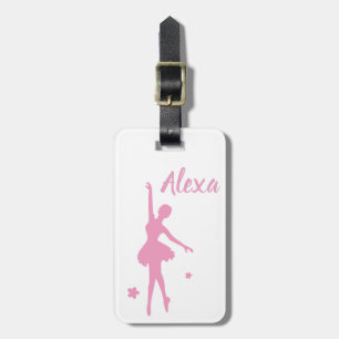Etiqueta De Bagagem Garrafa rosa-rosa personalizada Ballerina