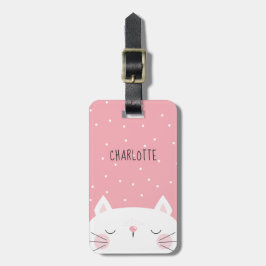Etiqueta De Bagagem Gatinho branco de cora - nome