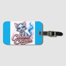 Etiqueta de Bagagem Gatinho Cromado para Viagens,