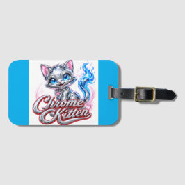 Etiqueta de Bagagem Gatinho Cromado para Viagens, 