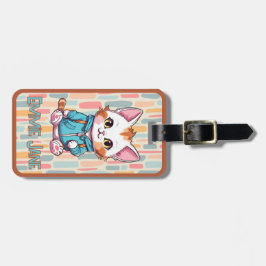 Etiqueta De Bagagem Gatinho de Cartoon Gatinho de Gatinho Nome Bagagem