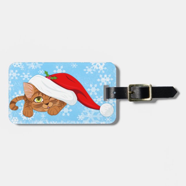 Etiqueta De Bagagem Gatinho Feriado (Frente Horizontal)