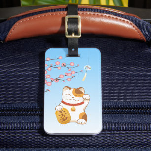 Etiqueta De Bagagem Gato afortunado japonês, chita Maneki Neko