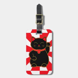Etiqueta De Bagagem Gato afortunado preto