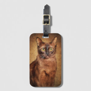 Etiqueta De Bagagem Gato birmanês marrom
