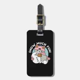 Etiqueta De Bagagem Gato Bonito em Neve Gear com Arte Snowman
