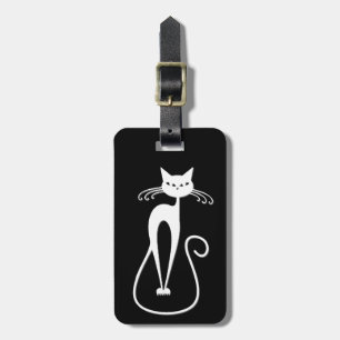 Etiqueta De Bagagem Gato Branco Esbranquiçado