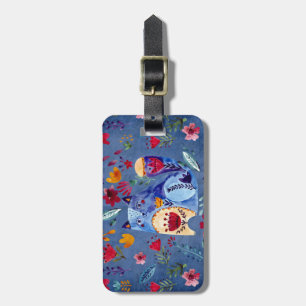 Etiqueta De Bagagem Gato Cheeky no Jardim Flor