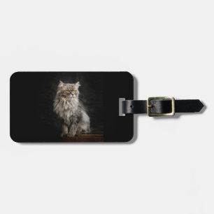 Etiqueta De Bagagem Gato Cinza Fofo 