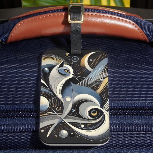 Etiqueta De Bagagem Gato Cósmico - Abstrato Celestial - Bag (Frente Insitu 2)