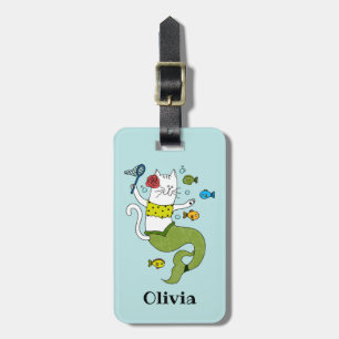 Etiqueta De Bagagem Gato da sereia personalizado