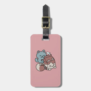 Etiqueta De Bagagem Gato de Leite Chocolate Kawaii – Bebida Aconchegan