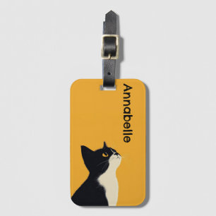 Etiqueta De Bagagem Gato de Smoking Fofo Personalizar
