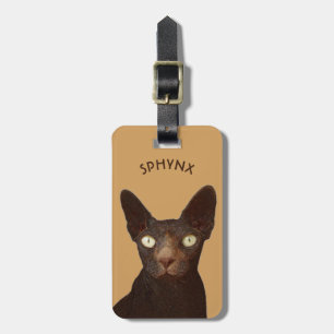 Etiqueta De Bagagem Gato de Sphynx com o desenho abstrato dos olhos