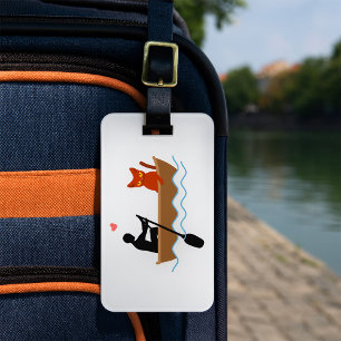 Etiqueta De Bagagem Gato e Chuveiro no Barco Engraçado Pet Lover