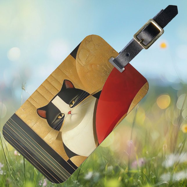 Etiqueta De Bagagem Gato Elegante (Criador carregado)