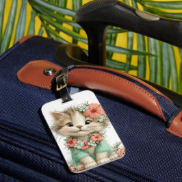 ETIQUETA DE BAGAGEM GATO FOFO COM TEMÁTICA DE VERÃO CAPRICHOSA