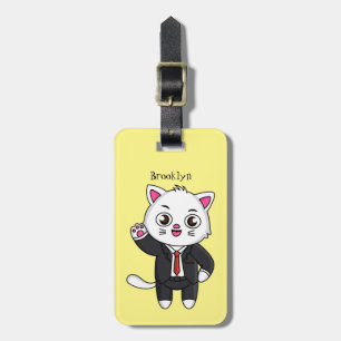 Etiqueta De Bagagem Gato gatinho bonito em desenho animado
