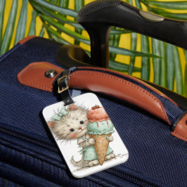ETIQUETA DE BAGAGEM GATO KITTY TEMÁTICO DE VERÃO CAPRICHOSO FOFO