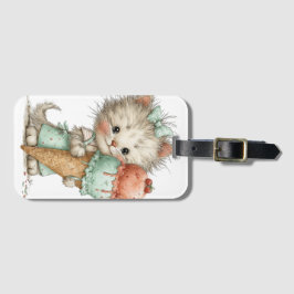 ETIQUETA DE BAGAGEM GATO KITTY TEMÁTICO DE VERÃO CAPRICHOSO FOFO