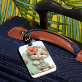 ETIQUETA DE BAGAGEM GATO KITTY TEMÁTICO DE VERÃO CAPRICHOSO FOFO
