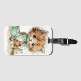 ETIQUETA DE BAGAGEM GATO KITTY TEMÁTICO DE VERÃO CAPRICHOSO FOFO