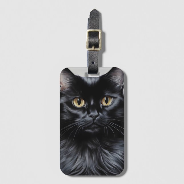 Etiqueta De Bagagem Gato Negro (Frente Vertical)
