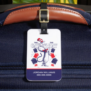 Etiqueta De Bagagem Gato no Chapéu Leitura de livros