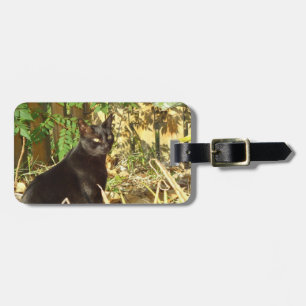 Etiqueta De Bagagem Gato no Tag personalizado manhã da bagagem